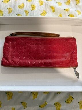HOBO DISTRESSED WALLET CLUTCH  ZIP TOP & BOTTOM 4x8 SOFT LEATHER IN TERRACOTTA!